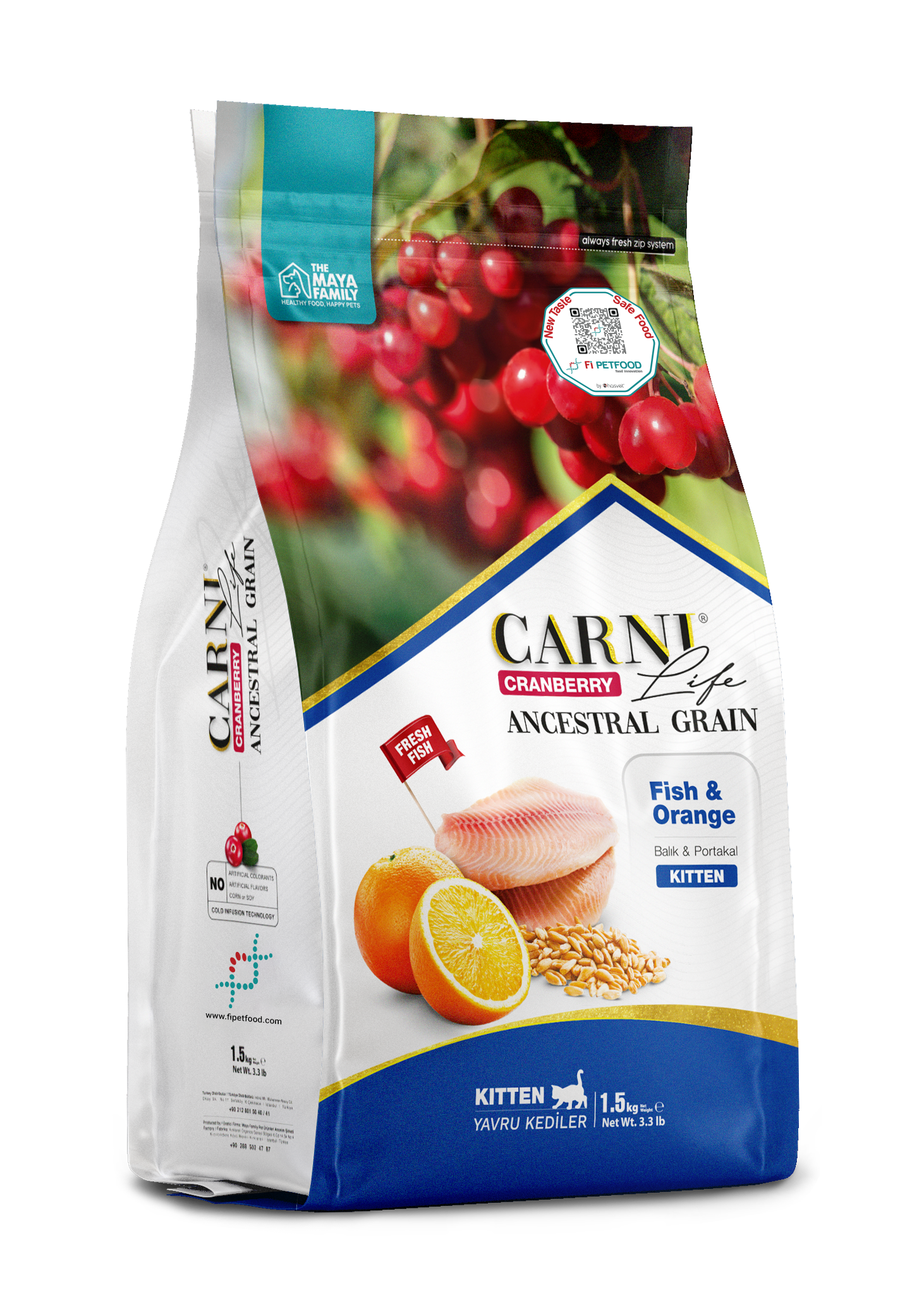 CARNI LIFE CRANBERRY ANCESTRAL GRAIN KEDİ BALIK & PORTAKAL KITTEN